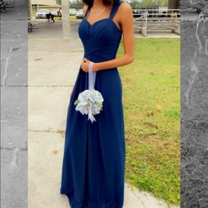 Long blue fitted dress